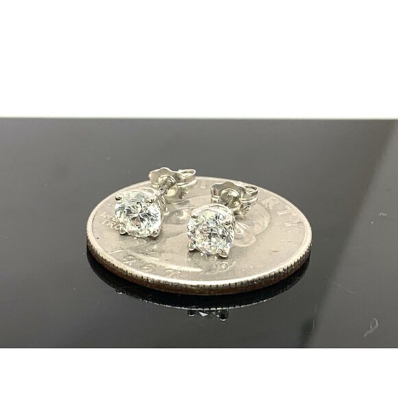 Diamond Earrings Platinum GIA Certified 1.00ctw VS2 H Natural Stud Push Back - Picture 11 of 14